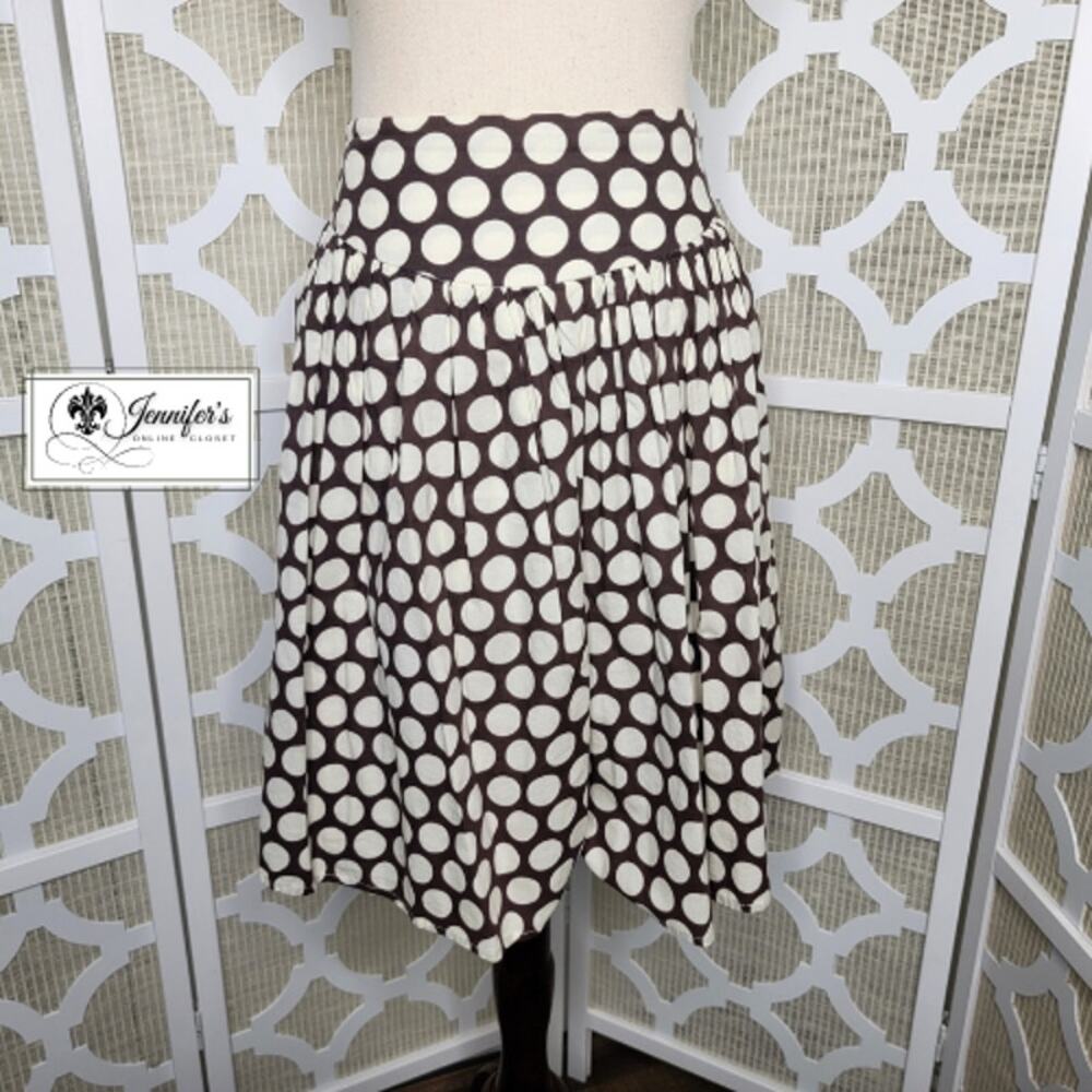 Necessary Objects Women's Brown & Cream Polka Dot Flare Skirt Size L
